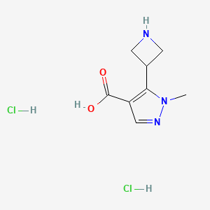 molecular formula C8H13Cl2N3O2 B2568742 5-(Azetidin-3-yl)-1-methylpyrazole-4-carboxylic acid;dihydrochloride CAS No. 2309447-64-9