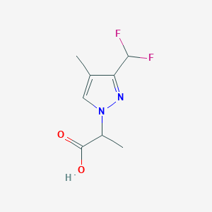 molecular formula C8H10F2N2O2 B2568744 2-[3-(difluoromethyl)-4-methyl-1H-pyrazol-1-yl]propanoic acid CAS No. 1855952-09-8