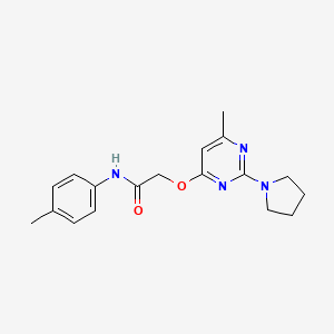 molecular formula C18H22N4O2 B2568745 N-(4-甲基苯基)-2-{[6-甲基-2-(吡咯烷-1-基)嘧啶-4-基]氧代}乙酰胺 CAS No. 1029776-90-6