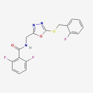 molecular formula C17H12F3N3O2S B2568750 2,6-difluoro-N-((5-((2-fluorobenzyl)thio)-1,3,4-oxadiazol-2-yl)methyl)benzamide CAS No. 941899-14-5