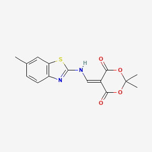 molecular formula C15H14N2O4S B2568753 2,2-Dimethyl-5-(((6-methylbenzo[d]thiazol-2-yl)amino)methylene)-1,3-dioxane-4,6-dione CAS No. 919014-78-1
