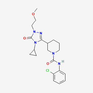 molecular formula C20H26ClN5O3 B2568756 N-(2-chlorophenyl)-3-(4-cyclopropyl-1-(2-methoxyethyl)-5-oxo-4,5-dihydro-1H-1,2,4-triazol-3-yl)piperidine-1-carboxamide CAS No. 2176152-37-5