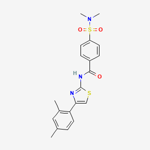 molecular formula C20H21N3O3S2 B2568758 N-[4-(2,4-dimethylphenyl)-1,3-thiazol-2-yl]-4-(dimethylsulfamoyl)benzamide CAS No. 313251-82-0