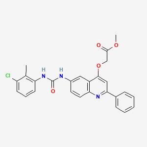 molecular formula C26H22ClN3O4 B2568768 Methyl 2-((6-(3-(3-chloro-2-methylphenyl)ureido)-2-phenylquinolin-4-yl)oxy)acetate CAS No. 1116026-01-7