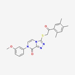 molecular formula C23H22N4O3S B2568769 7-(3-甲氧基苯基)-3-{[2-氧代-2-(2,4,5-三甲基苯基)乙基]硫代}[1,2,4]三唑并[4,3-a]吡嗪-8(7H)-酮 CAS No. 1243010-35-6