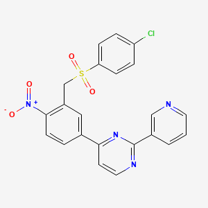 molecular formula C22H15ClN4O4S B2568770 4-(3-(((4-氯苯基)磺酰基)甲基)-4-硝基苯基)-2-(3-吡啶基)嘧啶 CAS No. 303145-52-0