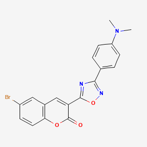 molecular formula C19H14BrN3O3 B2568773 6-bromo-3-{3-[4-(dimethylamino)phenyl]-1,2,4-oxadiazol-5-yl}-2H-chromen-2-one CAS No. 931693-82-2