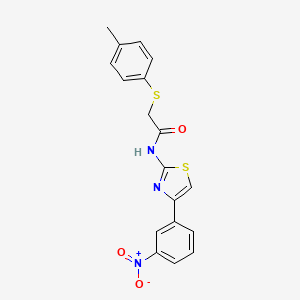 molecular formula C18H15N3O3S2 B2568781 N-(4-(3-nitrophenyl)thiazol-2-yl)-2-(p-tolylthio)acetamide CAS No. 895454-86-1
