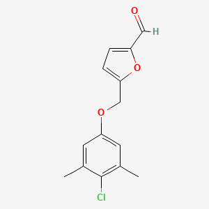 molecular formula C14H13ClO3 B2568784 5-[(4-Chloro-3,5-dimethylphenoxy)methyl]furan-2-carbaldehyde CAS No. 438220-14-5