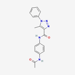 molecular formula C18H17N5O2 B2568805 N-(4-acetamidophenyl)-5-methyl-1-phenyl-1H-1,2,3-triazole-4-carboxamide CAS No. 871323-36-3