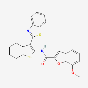 N-(3-(benzo[d]thiazol-2-yl)-4,5,6,7-tetrahydrobenzo[b]thiophen-2-yl)-7-methoxybenzofuran-2-carboxamide