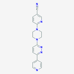molecular formula C19H17N7 B2568810 6-[4-(6-Pyridin-4-ylpyridazin-3-yl)piperazin-1-yl]pyridine-3-carbonitrile CAS No. 2380174-58-1