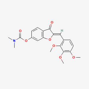 molecular formula C21H21NO7 B2568827 (Z)-3-oxo-2-(2,3,4-trimethoxybenzylidene)-2,3-dihydrobenzofuran-6-yl dimethylcarbamate CAS No. 622794-10-9