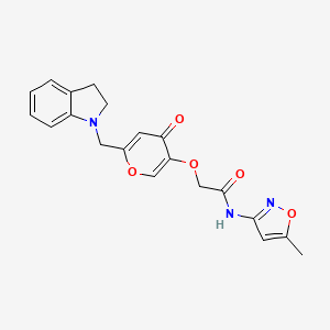 2-((6-(indolin-1-ylmethyl)-4-oxo-4H-pyran-3-yl)oxy)-N-(5-methylisoxazol-3-yl)acetamide
