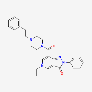 molecular formula C27H29N5O2 B2568839 5-ethyl-7-(4-phenethylpiperazine-1-carbonyl)-2-phenyl-2H-pyrazolo[4,3-c]pyridin-3(5H)-one CAS No. 1040650-06-3
