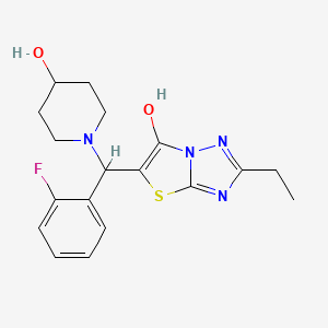 molecular formula C18H21FN4O2S B2568847 2-乙基-5-((2-氟苯基)(4-羟基哌啶-1-基)甲基)噻唑并[3,2-b][1,2,4]三唑-6-醇 CAS No. 887220-43-1