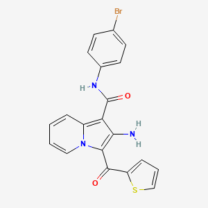 molecular formula C20H14BrN3O2S B2568854 2-amino-N-(4-bromophenyl)-3-(thiophene-2-carbonyl)indolizine-1-carboxamide CAS No. 898453-46-8