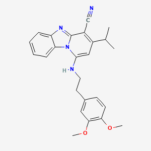 molecular formula C25H26N4O2 B2568881 1-{[2-(3,4-Dimethoxyphenyl)ethyl]amino}-3-isopropylpyrido[1,2-a]benzimidazole-4-carbonitrile CAS No. 611197-78-5
