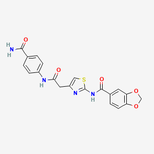 N-(4-(2-((4-carbamoylphenyl)amino)-2-oxoethyl)thiazol-2-yl)benzo[d][1,3]dioxole-5-carboxamide
