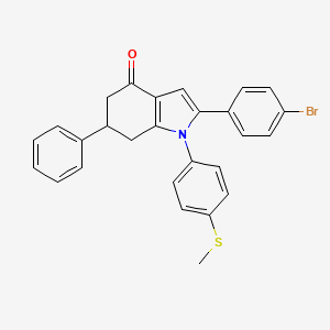 molecular formula C27H22BrNOS B2568884 2-(4-Bromophenyl)-1-(4-methylthiophenyl)-6-phenyl-5,6,7-trihydroindol-4-one CAS No. 1024171-23-0