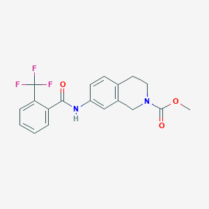molecular formula C19H17F3N2O3 B2568890 methyl 7-(2-(trifluoromethyl)benzamido)-3,4-dihydroisoquinoline-2(1H)-carboxylate CAS No. 1448125-31-2
