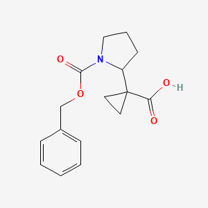 molecular formula C16H19NO4 B2568894 1-(1-Phenylmethoxycarbonylpyrrolidin-2-yl)cyclopropane-1-carboxylic acid CAS No. 2287300-45-0