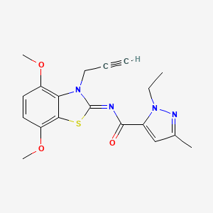 (E)-N-(4,7-dimethoxy-3-(prop-2-yn-1-yl)benzo[d]thiazol-2(3H)-ylidene)-1-ethyl-3-methyl-1H-pyrazole-5-carboxamide