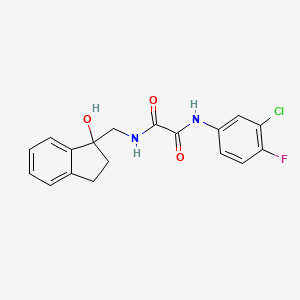 molecular formula C18H16ClFN2O3 B2568911 N1-(3-chloro-4-fluorophenyl)-N2-((1-hydroxy-2,3-dihydro-1H-inden-1-yl)methyl)oxalamide CAS No. 1396746-94-3