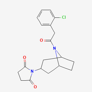 molecular formula C19H21ClN2O3 B2568916 1-((1R,5S)-8-(2-(2-chlorophenyl)acetyl)-8-azabicyclo[3.2.1]octan-3-yl)pyrrolidine-2,5-dione CAS No. 2060473-76-7