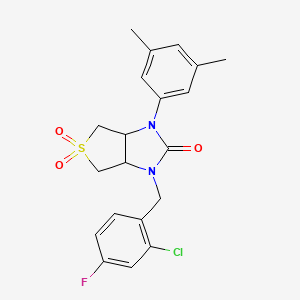 molecular formula C20H20ClFN2O3S B2568919 1-(2-chloro-4-fluorobenzyl)-3-(3,5-dimethylphenyl)tetrahydro-1H-thieno[3,4-d]imidazol-2(3H)-one 5,5-dioxide CAS No. 892300-71-9