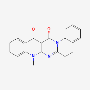molecular formula C21H19N3O2 B2568937 2-isopropyl-10-methyl-3-phenylpyrimido[4,5-b]quinoline-4,5(3H,10H)-dione CAS No. 883958-40-5