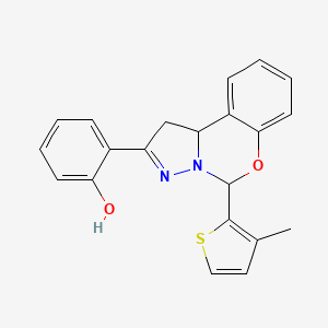 2-(5-(3-methylthiophen-2-yl)-5,10b-dihydro-1H-benzo[e]pyrazolo[1,5-c][1,3]oxazin-2-yl)phenol