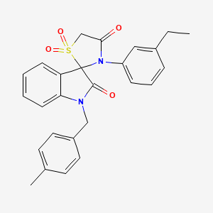 molecular formula C26H24N2O4S B2568945 3'-(3-Ethylphenyl)-1-[(4-methylphenyl)methyl]-1,2-dihydrospiro[indole-3,2'-[1lambda6,3]thiazolidine]-1',1',2,4'-tetrone CAS No. 894874-60-3