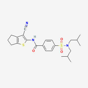 molecular formula C23H29N3O3S2 B2568955 N-(3-cyano-5,6-dihydro-4H-cyclopenta[b]thiophen-2-yl)-4-(N,N-diisobutylsulfamoyl)benzamide CAS No. 391867-68-8