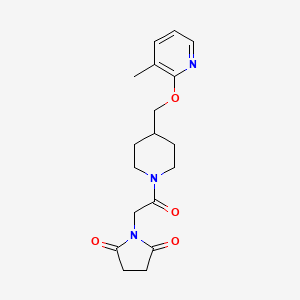 molecular formula C18H23N3O4 B2568958 1-[2-[4-[(3-Methylpyridin-2-yl)oxymethyl]piperidin-1-yl]-2-oxoethyl]pyrrolidine-2,5-dione CAS No. 2380064-14-0