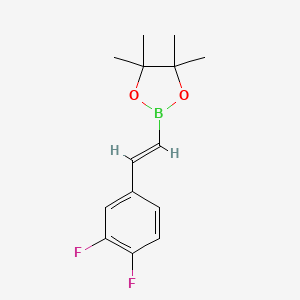 molecular formula C14H17BF2O2 B2568968 2-[(E)-2-(3,4-二氟苯基)乙烯基]-4,4,5,5-四甲基-1,3,2-二恶杂硼环丁烷 CAS No. 1377151-58-0