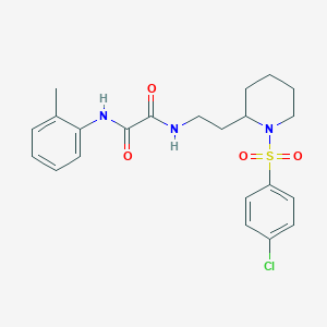 molecular formula C22H26ClN3O4S B2568978 N1-(2-(1-((4-chlorophenyl)sulfonyl)piperidin-2-yl)ethyl)-N2-(o-tolyl)oxalamide CAS No. 898406-75-2