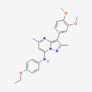 molecular formula C24H26N4O3 B2568988 3-(3,4-二甲氧基苯基)-N-(4-乙氧基苯基)-2,5-二甲基吡唑并[1,5-a]嘧啶-7-胺 CAS No. 890631-73-9