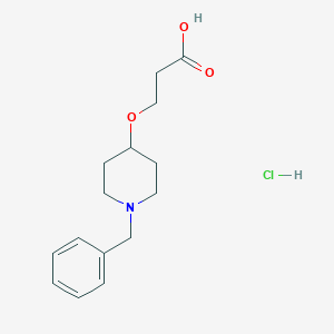 molecular formula C15H22ClNO3 B2568994 3-(1-Benzylpiperidin-4-yl)oxypropanoic acid;hydrochloride CAS No. 2418679-73-7