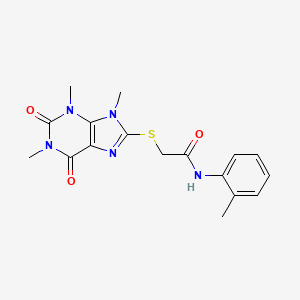 N-(2-methylphenyl)-2-(1,3,9-trimethyl-2,6-dioxopurin-8-yl)sulfanylacetamide
