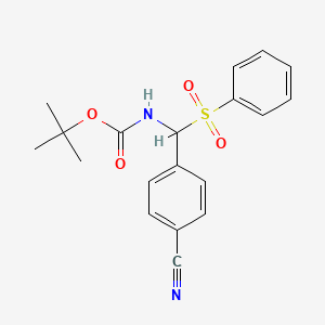 molecular formula C19H20N2O4S B2569007 叔丁基((4-氰基苯基)(苯磺酰基)甲基)氨基甲酸酯 CAS No. 774225-24-0