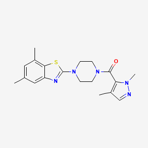 molecular formula C19H23N5OS B2569014 (1,4-二甲基-1H-吡唑-5-基)(4-(5,7-二甲基苯并[d]噻唑-2-基)哌嗪-1-基)甲酮 CAS No. 1207045-41-7