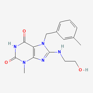 molecular formula C16H19N5O3 B2569025 8-((2-hydroxyethyl)amino)-3-methyl-7-(3-methylbenzyl)-1H-purine-2,6(3H,7H)-dione CAS No. 332897-29-7