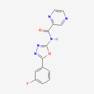molecular formula C13H8FN5O2 B2569034 N-(5-(3-fluorophenyl)-1,3,4-oxadiazol-2-yl)pyrazine-2-carboxamide CAS No. 1251574-93-2