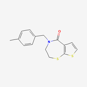 molecular formula C15H15NOS2 B2569040 4-(4-methylbenzyl)-3,4-dihydrothieno[3,2-f][1,4]thiazepin-5(2H)-one CAS No. 339105-93-0