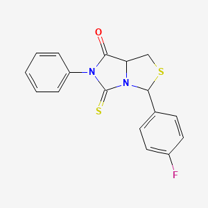 molecular formula C17H13FN2OS2 B2569054 3-(4-氟苯基)-6-苯基-5-硫代氧代四氢-7H-咪唑并[1,5-c][1,3]噻唑-7-酮 CAS No. 1008035-69-5