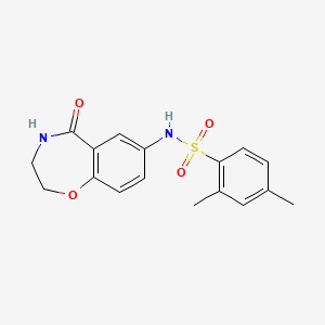 molecular formula C17H18N2O4S B2569056 2,4-二甲基-N-(5-氧代-2,3,4,5-四氢苯并[f][1,4]恶二杂环庚-7-基)苯磺酰胺 CAS No. 926032-61-3