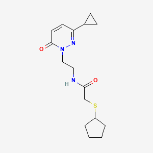 molecular formula C16H23N3O2S B2569060 2-(cyclopentylthio)-N-(2-(3-cyclopropyl-6-oxopyridazin-1(6H)-yl)ethyl)acetamide CAS No. 2097861-17-9