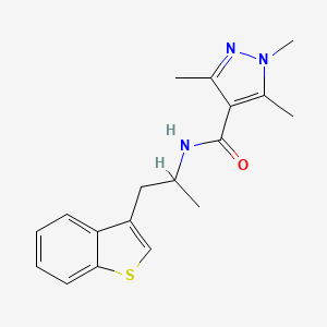 molecular formula C18H21N3OS B2569069 N-(1-(苯并[b]噻吩-3-基)丙-2-基)-1,3,5-三甲基-1H-吡唑-4-甲酰胺 CAS No. 2034298-29-6