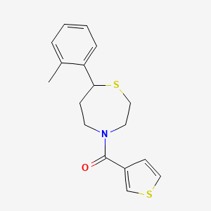 molecular formula C17H19NOS2 B2569077 噻吩-3-基(7-(邻甲苯基)-1,4-噻氮杂环-4-基)甲烷酮 CAS No. 1704640-88-9